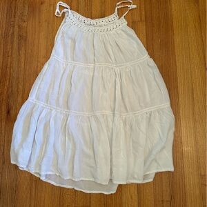 Raviya WHITE Tiered Crochet Neck Swim Cover-up Dress,Sz Large (n)